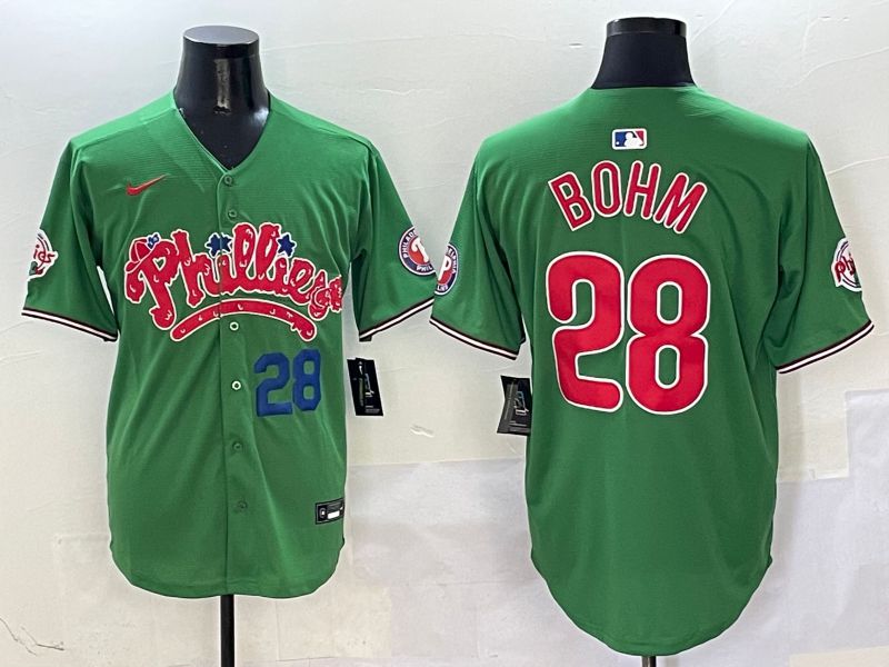 Men Philadelphia Phillies #28 Bohm Green Fourth generation Joint Name Nike 2025 MLB Jersey style 4